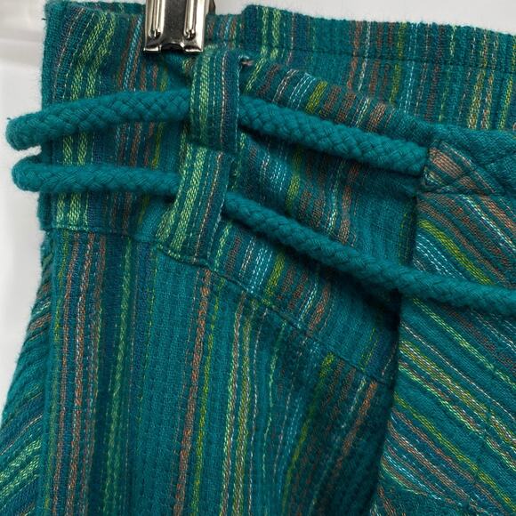 Free People Harem Pants XS Teal Woven Stripe Drop Crotch Boho Festival - Picture 4 of 10